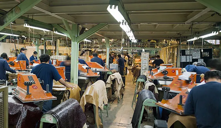 Interior of garment factory shop
